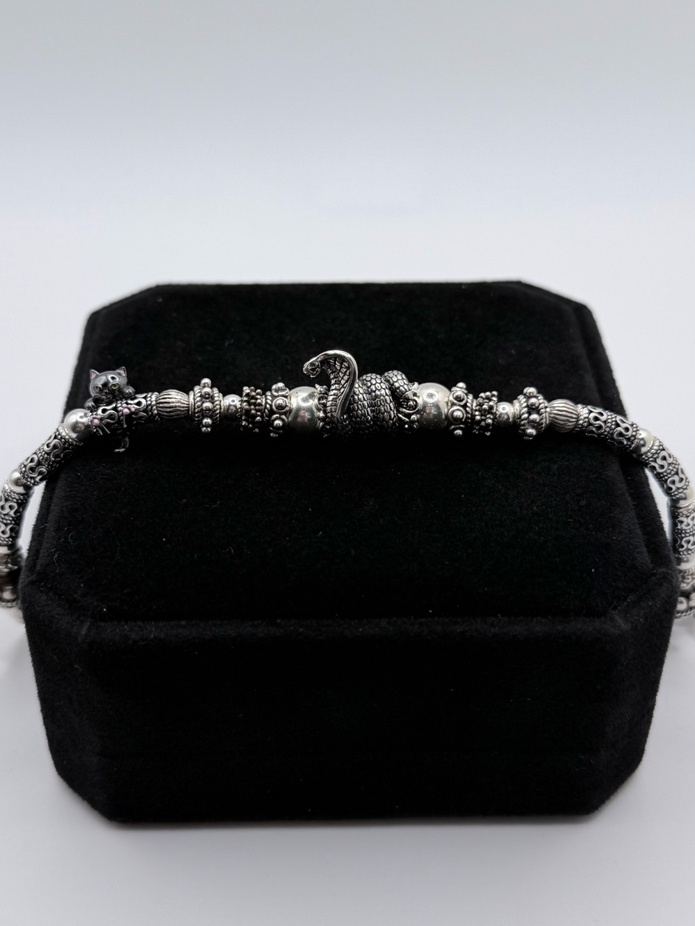 🥀BETTER BOHEMIAN # 015 HECATE 925 sterling silver SNAKE & Cat BRACELET🥀